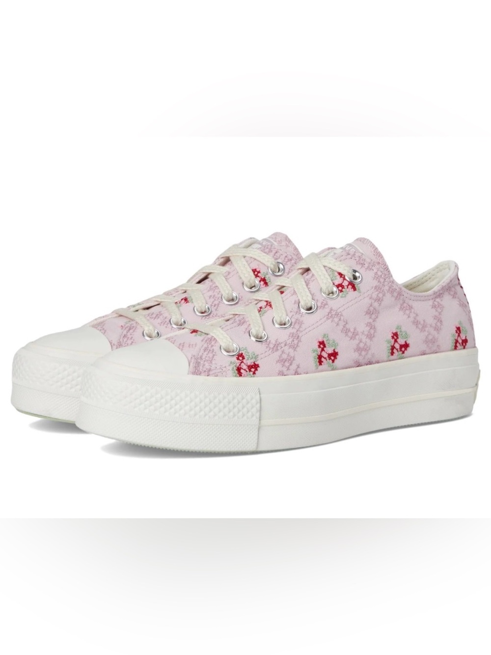 Converse Women's Chuck Taylor All Star Pink Low-Top Lift Platform Sneakers US 8